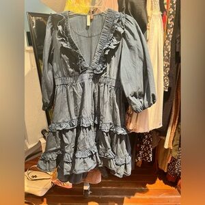 Anthropologie Blue Ruffled Dress